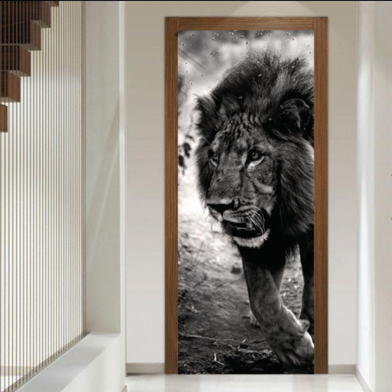 Αυτοκόλλητο πόρτας με ζώα με Λιοντάρι